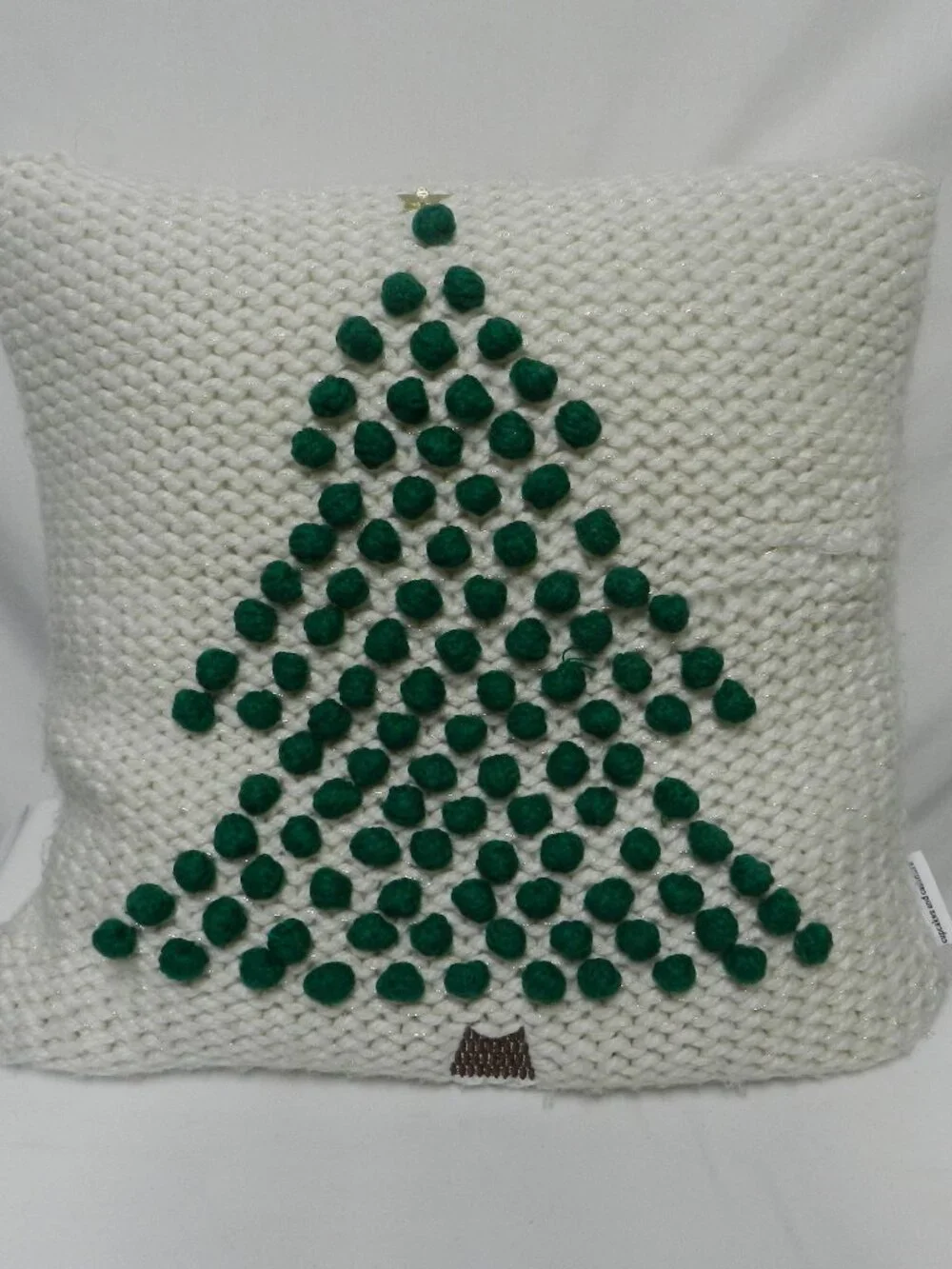 Cupcakes and Cashmere Christmas Tree Crochet Pompom Throw Pillow 20